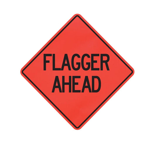 Cortina Safety Products 69" X 4" X 4" Orange And Black Lexan Polycarbonate Roll-Up Sign "FLAGGER AHEAD" Superbright- 48" Mesh (1 pack)