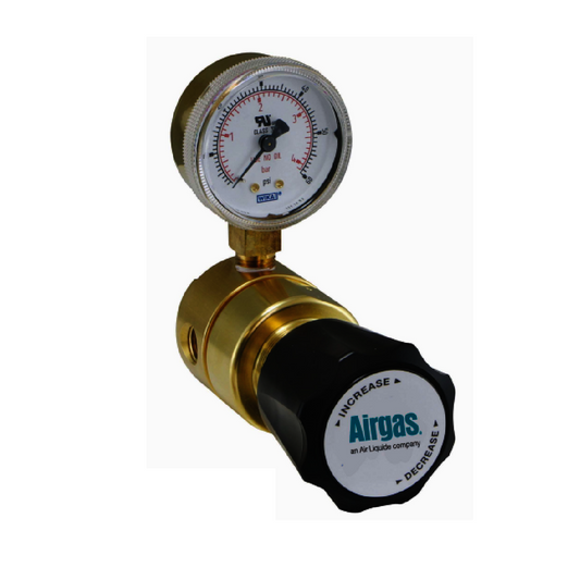 Airgas Model 2711B Brass Corrosive Gas Low-Flow Single Stage Regulator With 1/4" Compression Fitting Connection