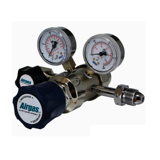 Airgas Model 311C590 Brass-Plated Bar Stock Noncorrosive Gas Two Stage Regulator With CGA-590 Connection