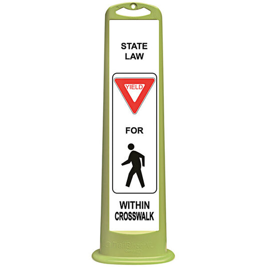 Cortina Safety Products 15" X 8" X 45" White Polyethylene Trailblazer XL "STATE LAW STOP FOR _____ WITHIN CROSSWALK {With Pictogram}" (1 Pack)