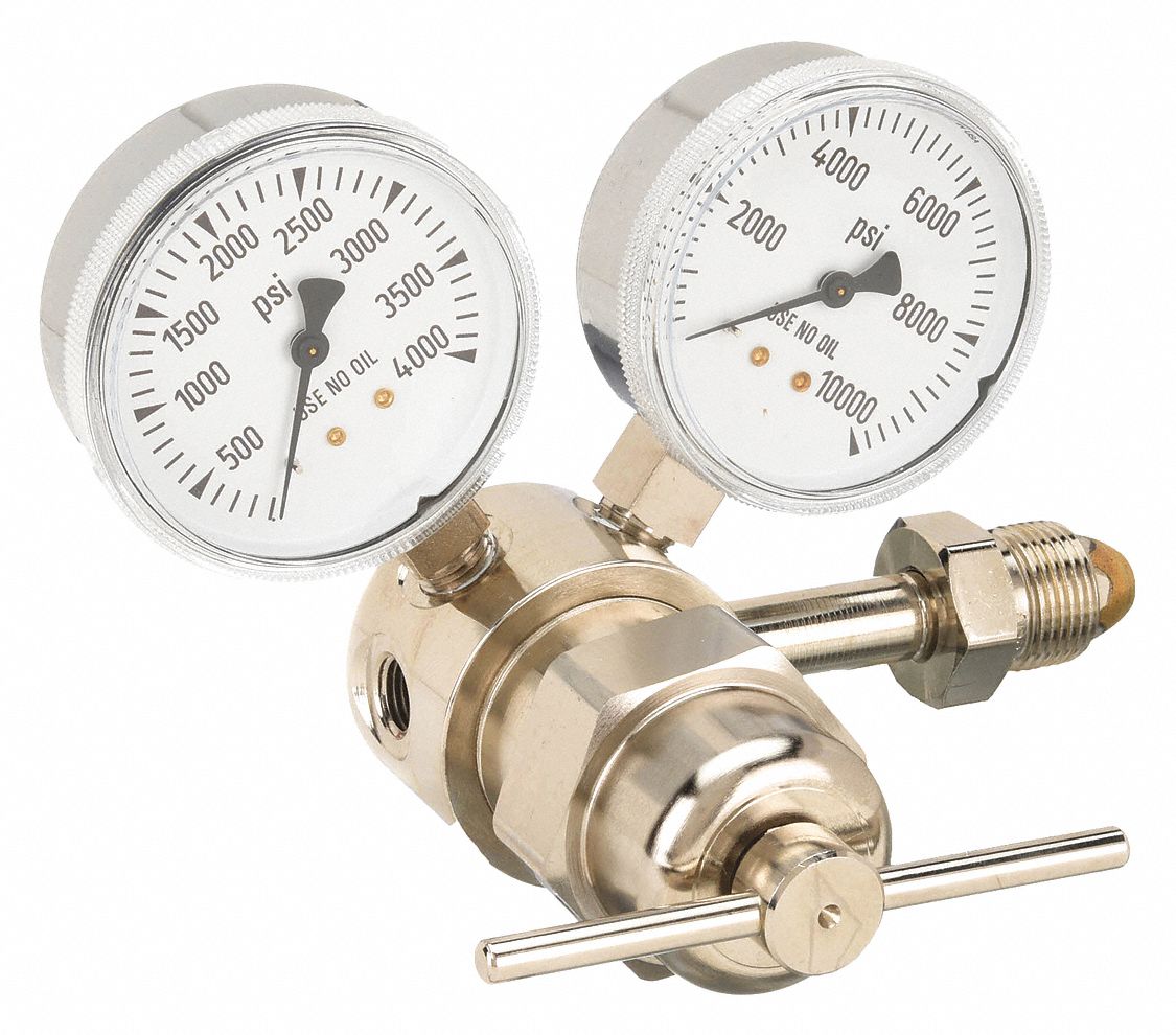 Airgas Model 820H680 Brass Heavy Duty High Pressure Cylinder Regulator With 1/4" FNPT Connection