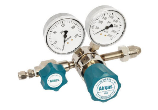 Airgas Model N245A540 Brass High Purity Two Stage Pressure Regulator With 1/4" FNPT Connection And Non-Lubricated Check Valve