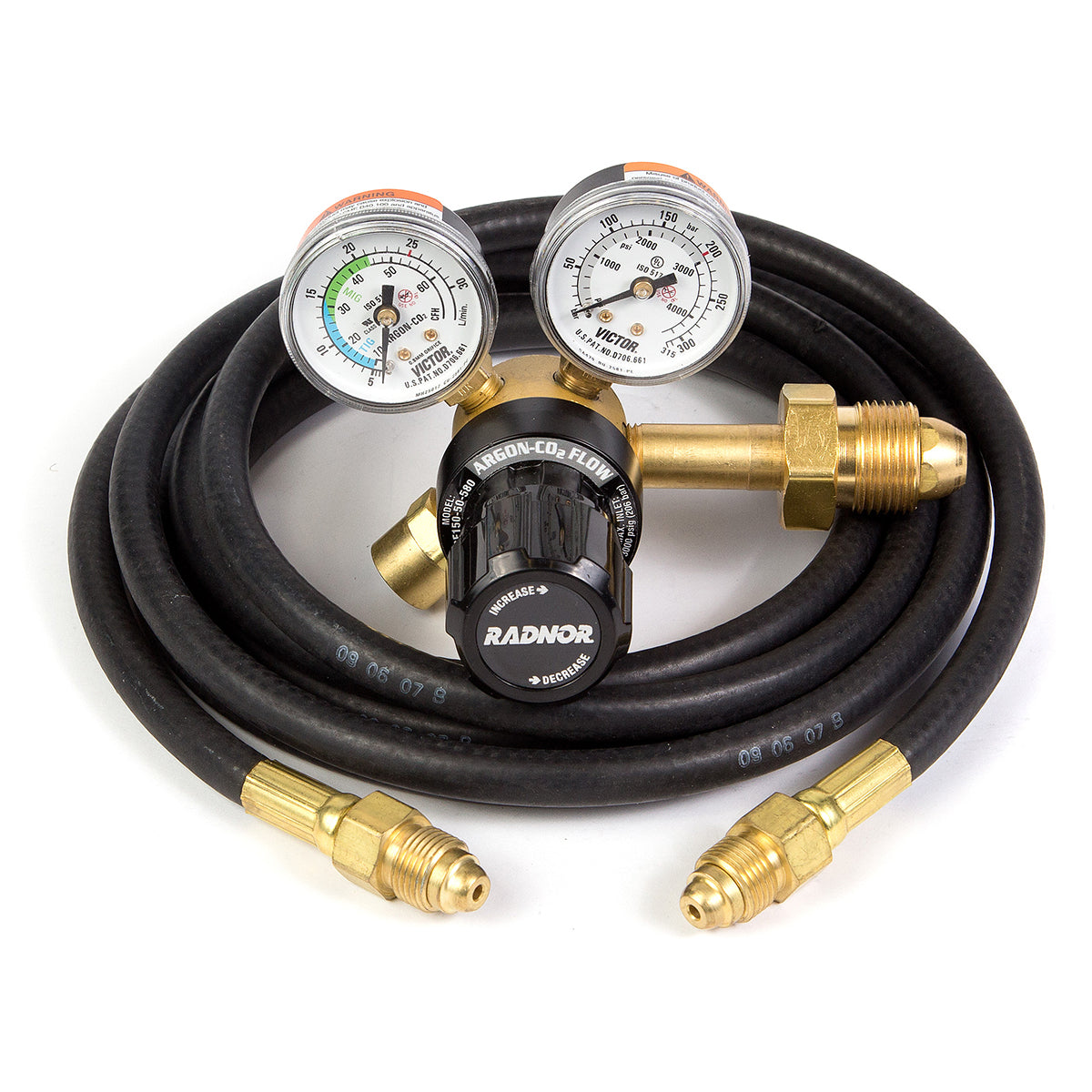 RADNOR™ Model 150 Series Victor® Light Duty Argon And Argon/CO2 Mix Flowgauge Regulator, CGA-580 With 10' Hose