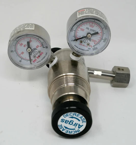 Airgas Model L244ALB590 Brass Specialty High Purity Single Stage Mini Regulator With 1/8" FNPT Connection And SS Diaphragm