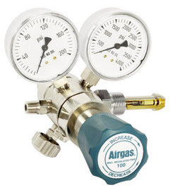 Airgas Two Stage Brass 0-100 psi Analytical Cylinder Regulator CGA-346 With Needle Valve